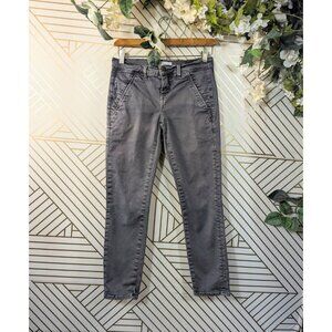 CRIPPEN Women's Grey Gray Tapered Six Trousers Straight Leg Cotton Size 24